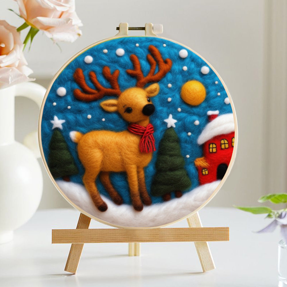 Christmas Deer Wool Needle Felting Painting Kit