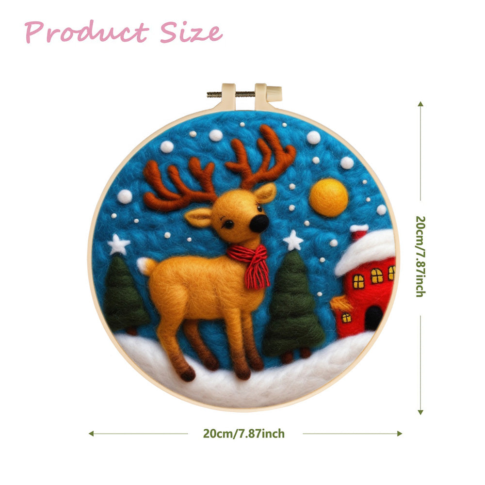 Christmas Deer Wool Needle Felting Painting Kit
