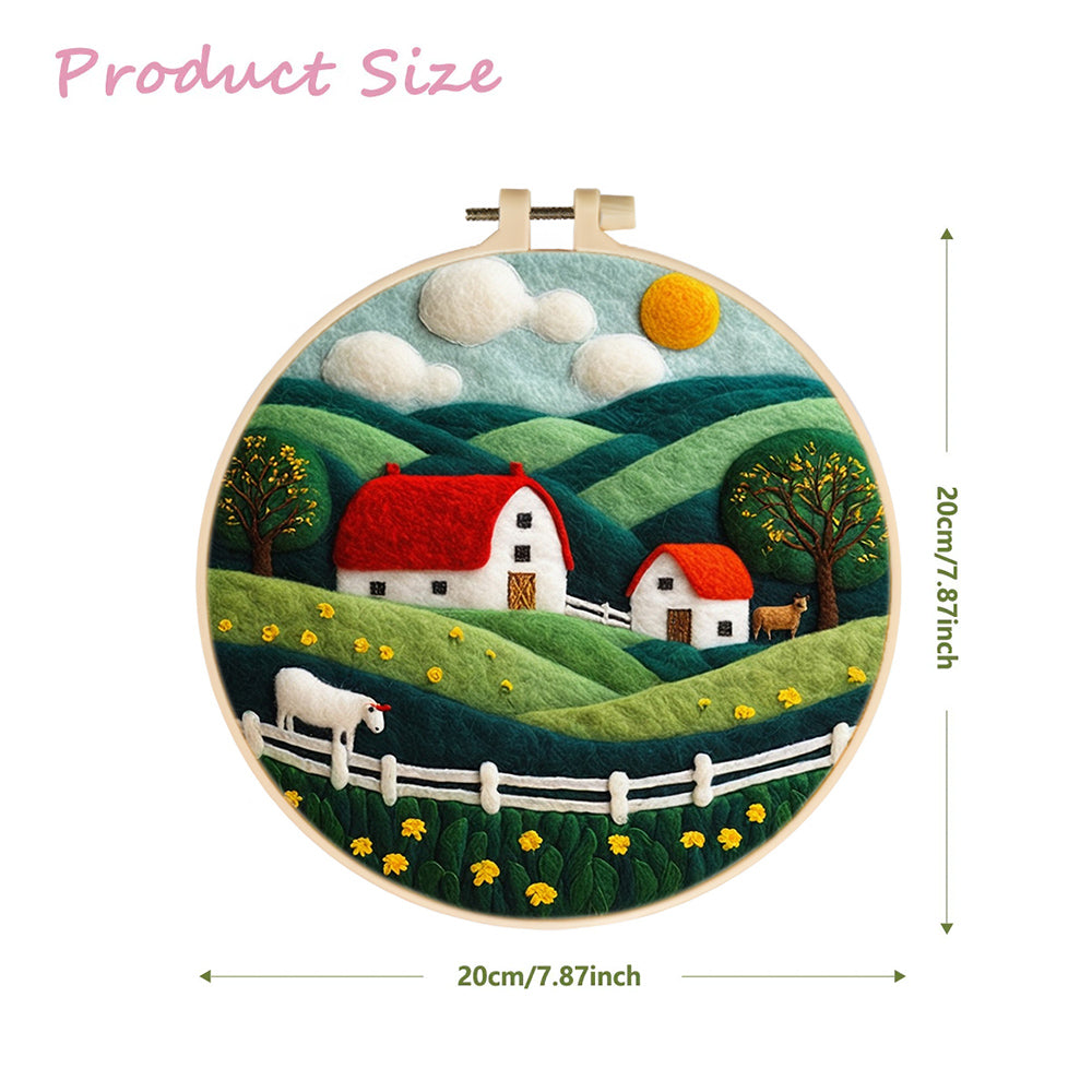 Farm on the Green Hillside Wool Needle Felting Painting Kit