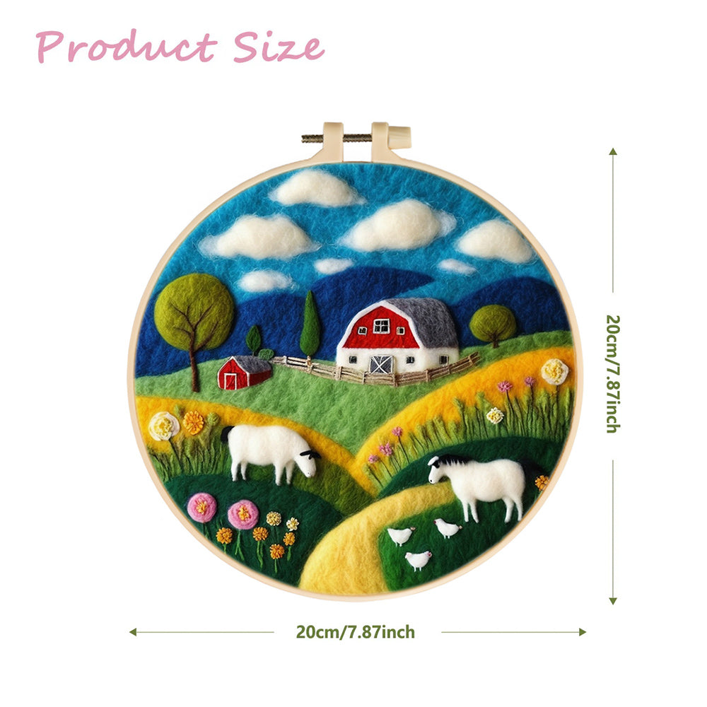 Cows on the Farm in Spring Wool Needle Felting Painting Kit