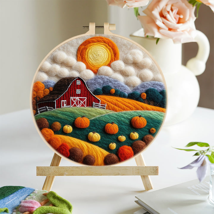 Autumn Pumpkin Farm Wool Needle Felting Painting Kit