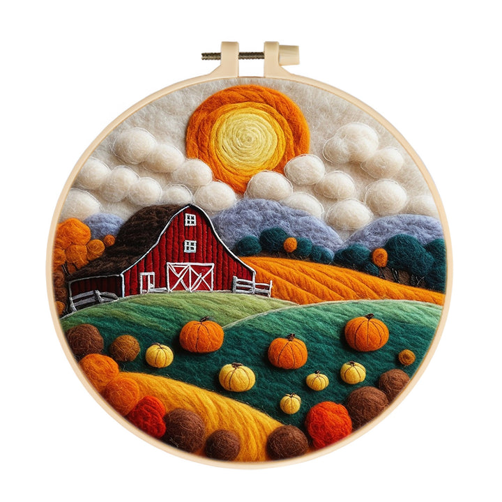 Autumn Pumpkin Farm Wool Needle Felting Painting Kit