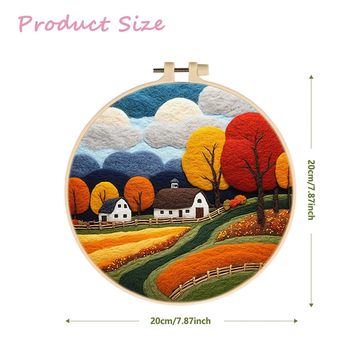 Autumn Fields and House Wool Needle Felting Painting Kit