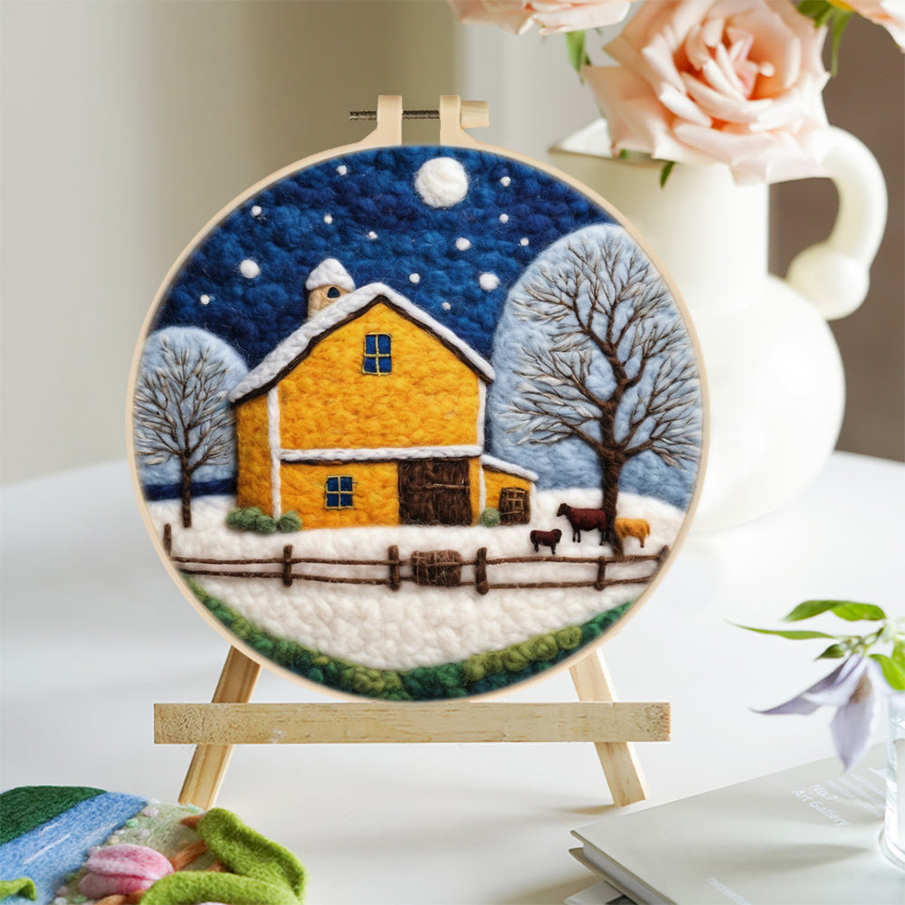 Winter Farm Wool Needle Felting Painting Kit