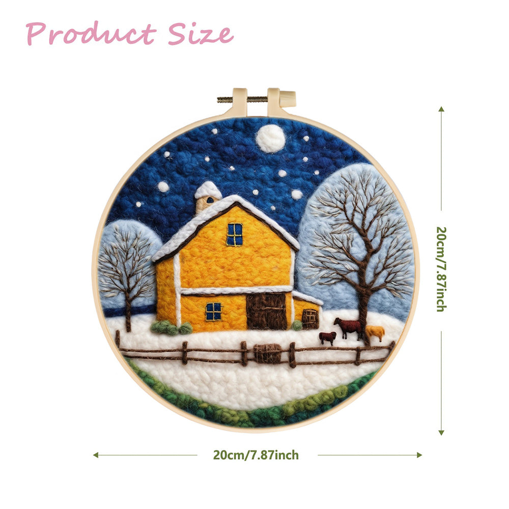 Winter Farm Wool Needle Felting Painting Kit