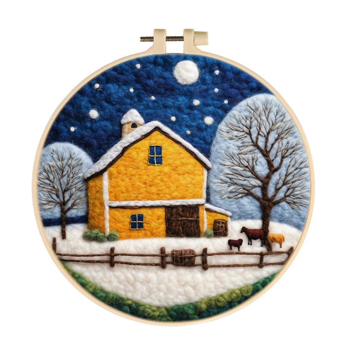 Winter Farm Wool Needle Felting Painting Kit