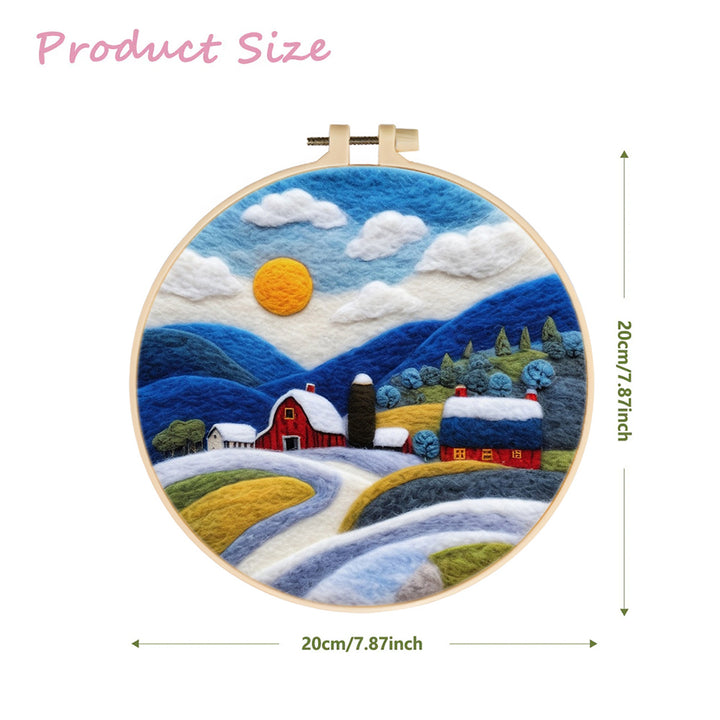 Red Houses on the Hillside Wool Needle Felting Painting Kit