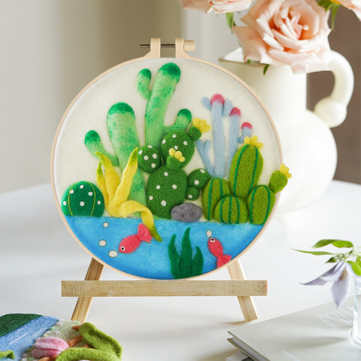 Cacti and Red Fish Wool Needle Felting Painting Kit