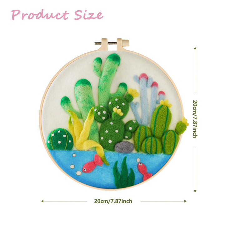 Cacti and Red Fish Wool Needle Felting Painting Kit