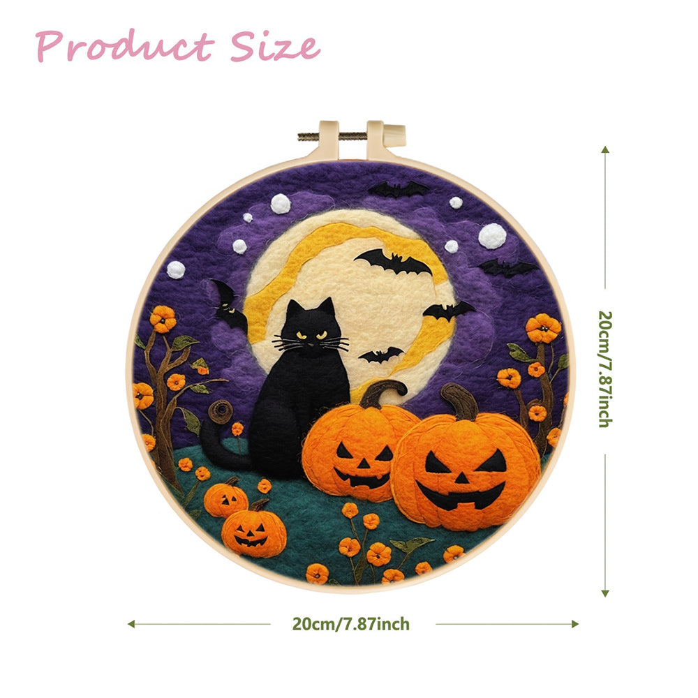 Halloween Pumpkins and Evil Cat Wool Needle Felting Painting Kit