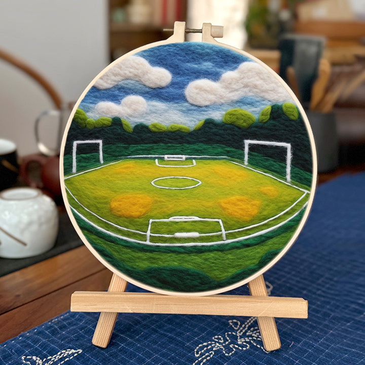 Open Skies over the Football Field Wool Needle Felting Painting Kit
