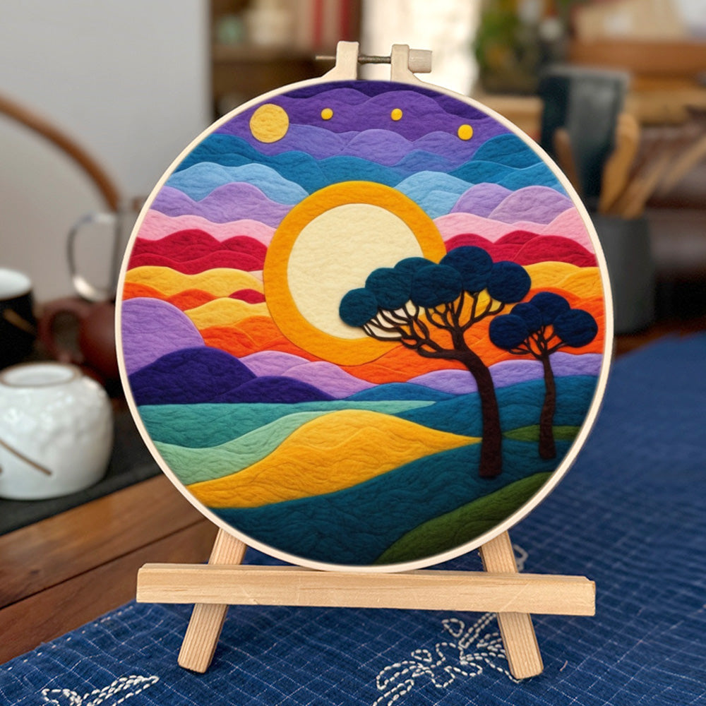 Rainbow Clouds and Mountains Wool Needle Felting Painting Kit