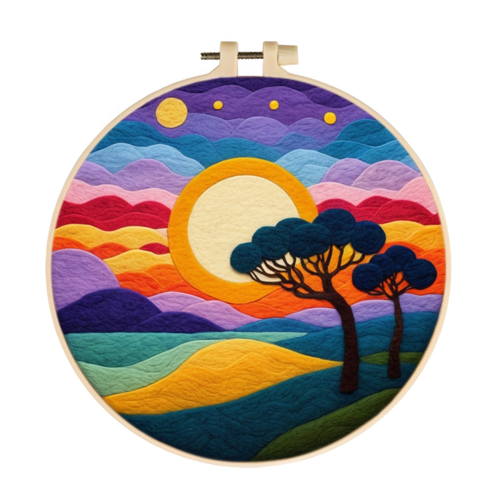 Rainbow Clouds and Mountains Wool Needle Felting Painting Kit