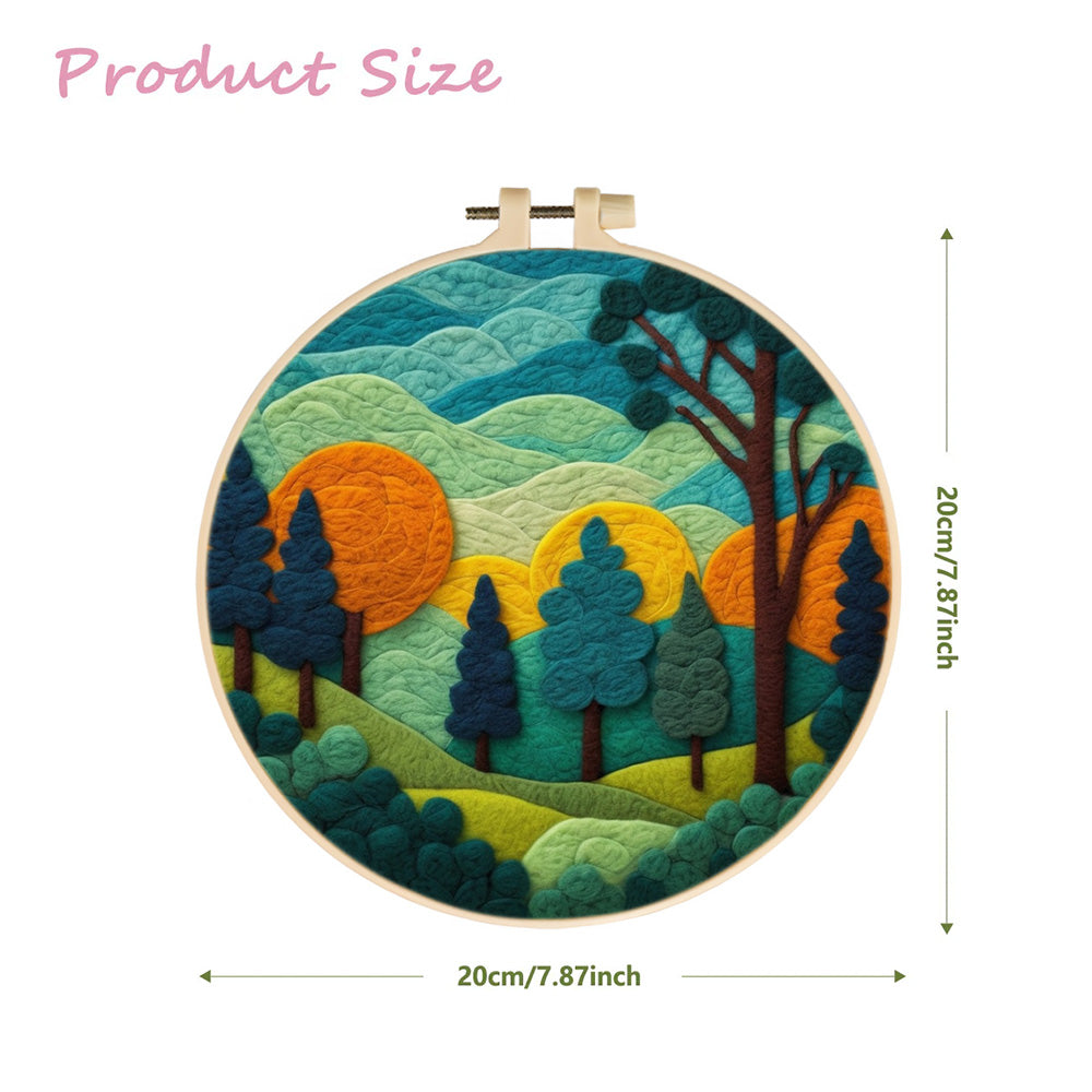 Green Mountains and Trees Wool Needle Felting Painting Kit