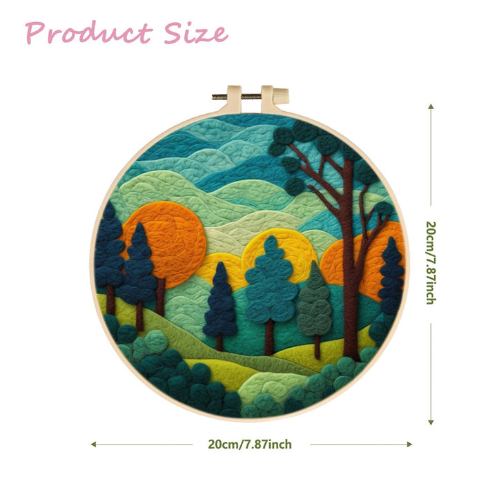 Green Mountains and Trees Wool Needle Felting Painting Kit
