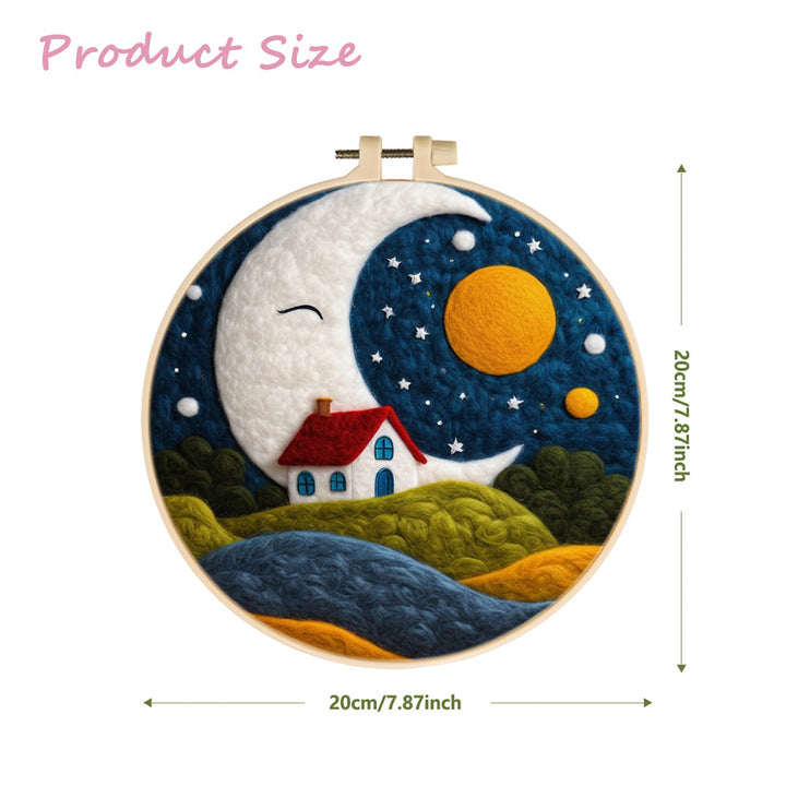 Giant Moon and Little House Wool Needle Felting Painting Kit