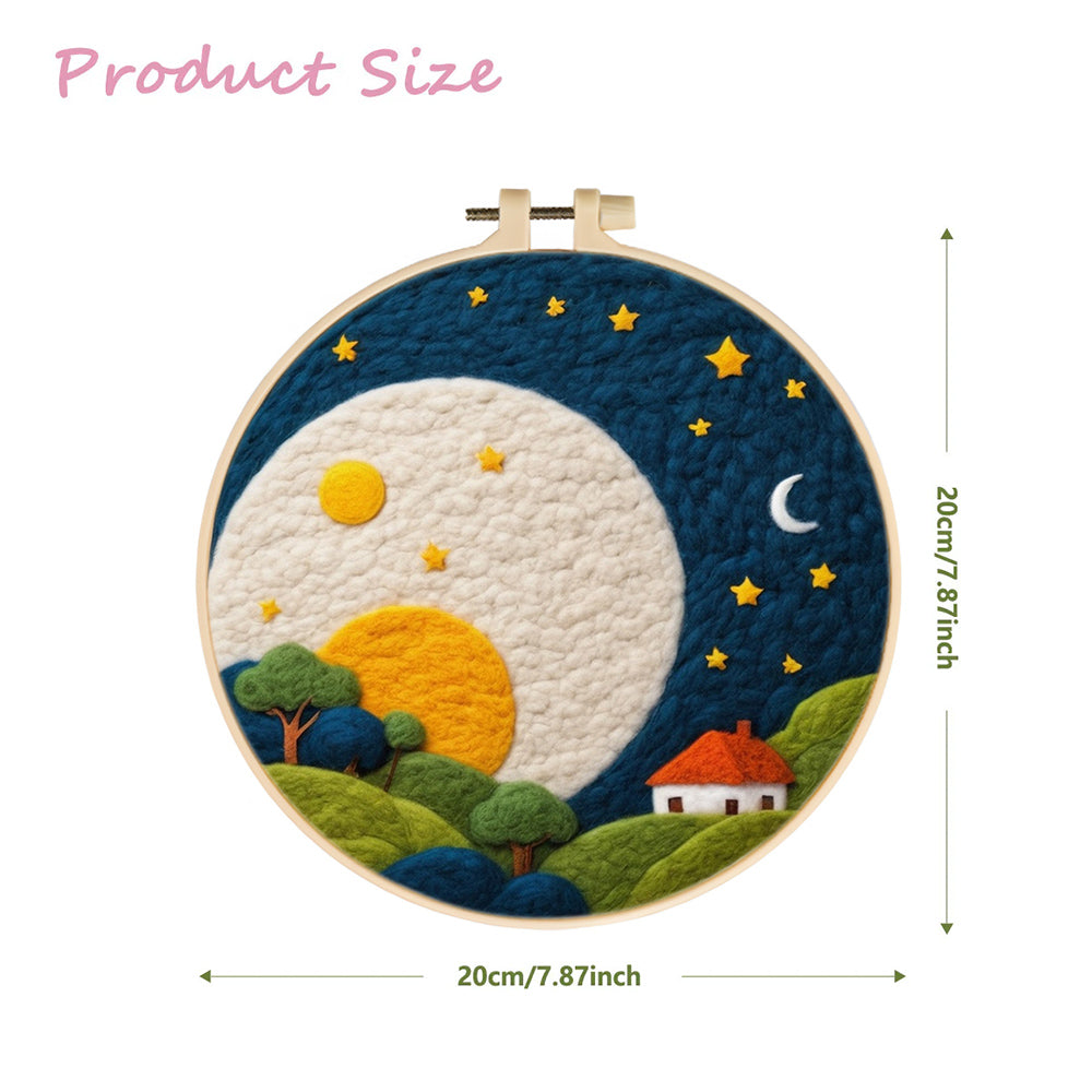 Hillside under the Full Moon Wool Needle Felting Painting Kit