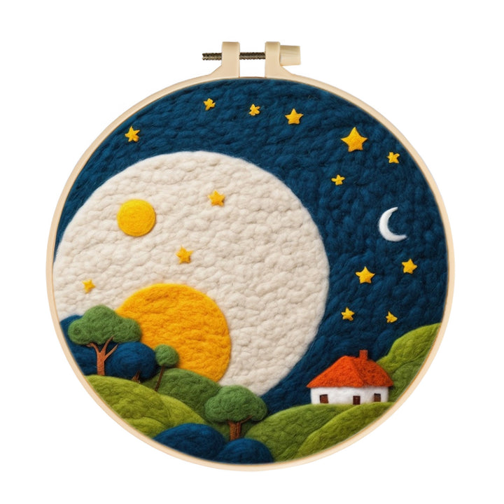 Hillside under the Full Moon Wool Needle Felting Painting Kit