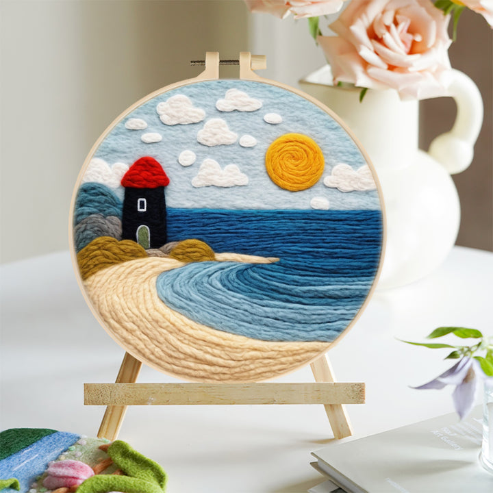 Lighthouse by the Sea Wool Needle Felting Painting Kit