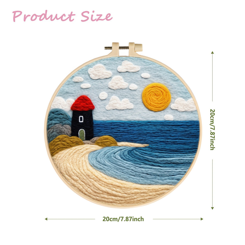 Lighthouse by the Sea Wool Needle Felting Painting Kit