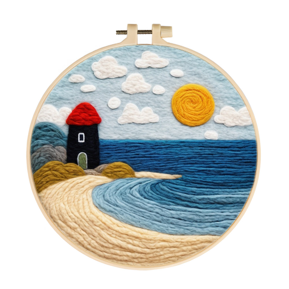 Lighthouse by the Sea Wool Needle Felting Painting Kit