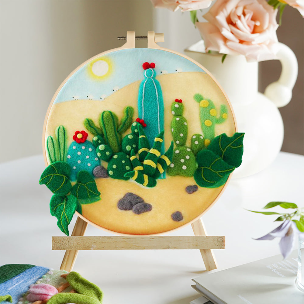 Cacti in the Desert Wool Needle Felting Painting Kit