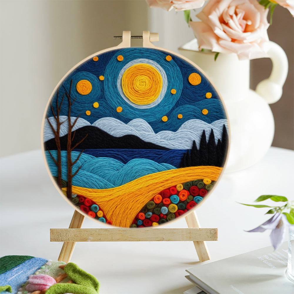 Hillside under the Night Sky Wool Needle Felting Painting Kit