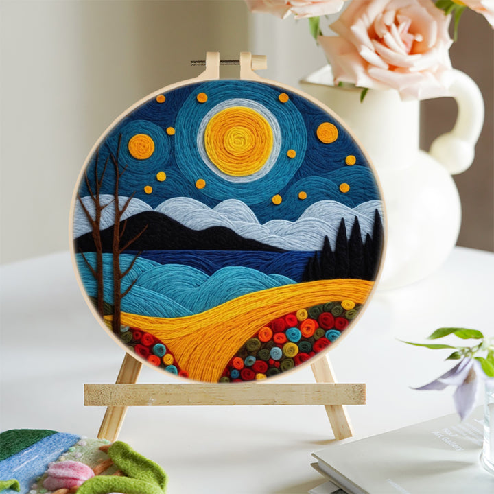 Hillside under the Night Sky Wool Needle Felting Painting Kit