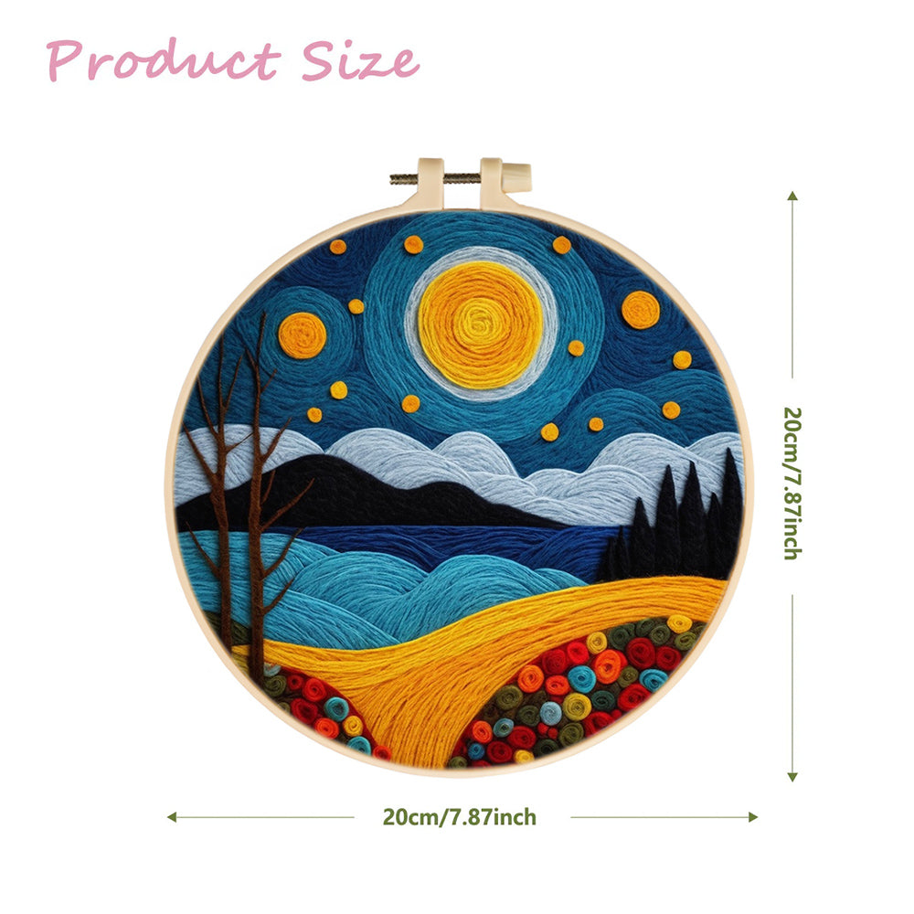 Hillside under the Night Sky Wool Needle Felting Painting Kit