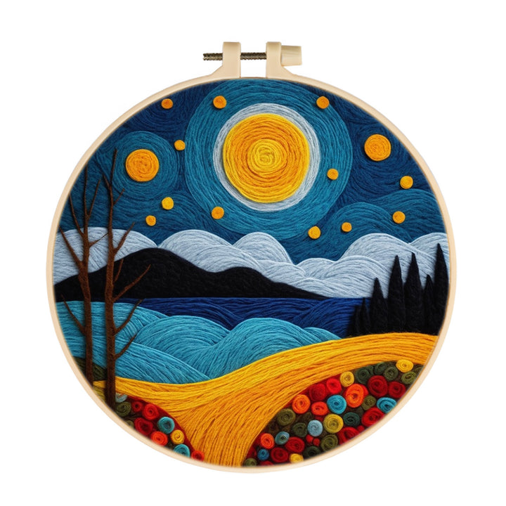 Hillside under the Night Sky Wool Needle Felting Painting Kit