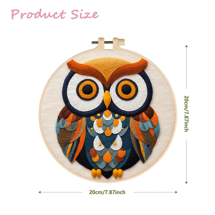 Bright Owl with Detailed Plumage Wool Needle Felting Painting Kit