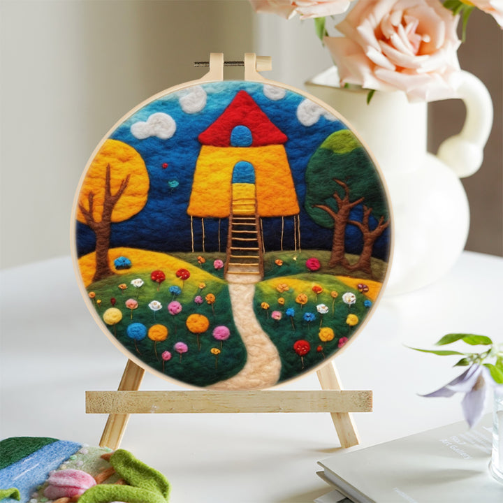 Treehouse in the Garden Wool Needle Felting Painting Kit