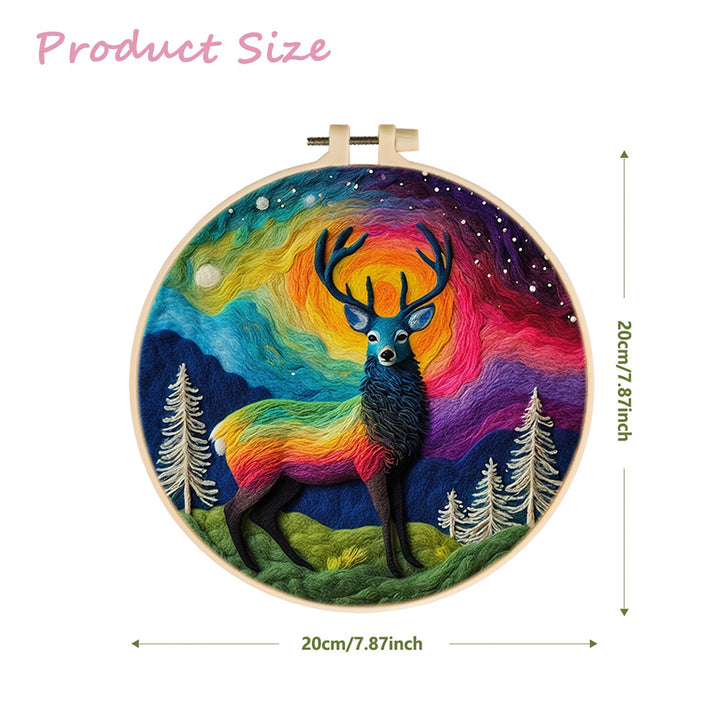 Colorful Aurora and Elk Wool Needle Felting Painting Kit
