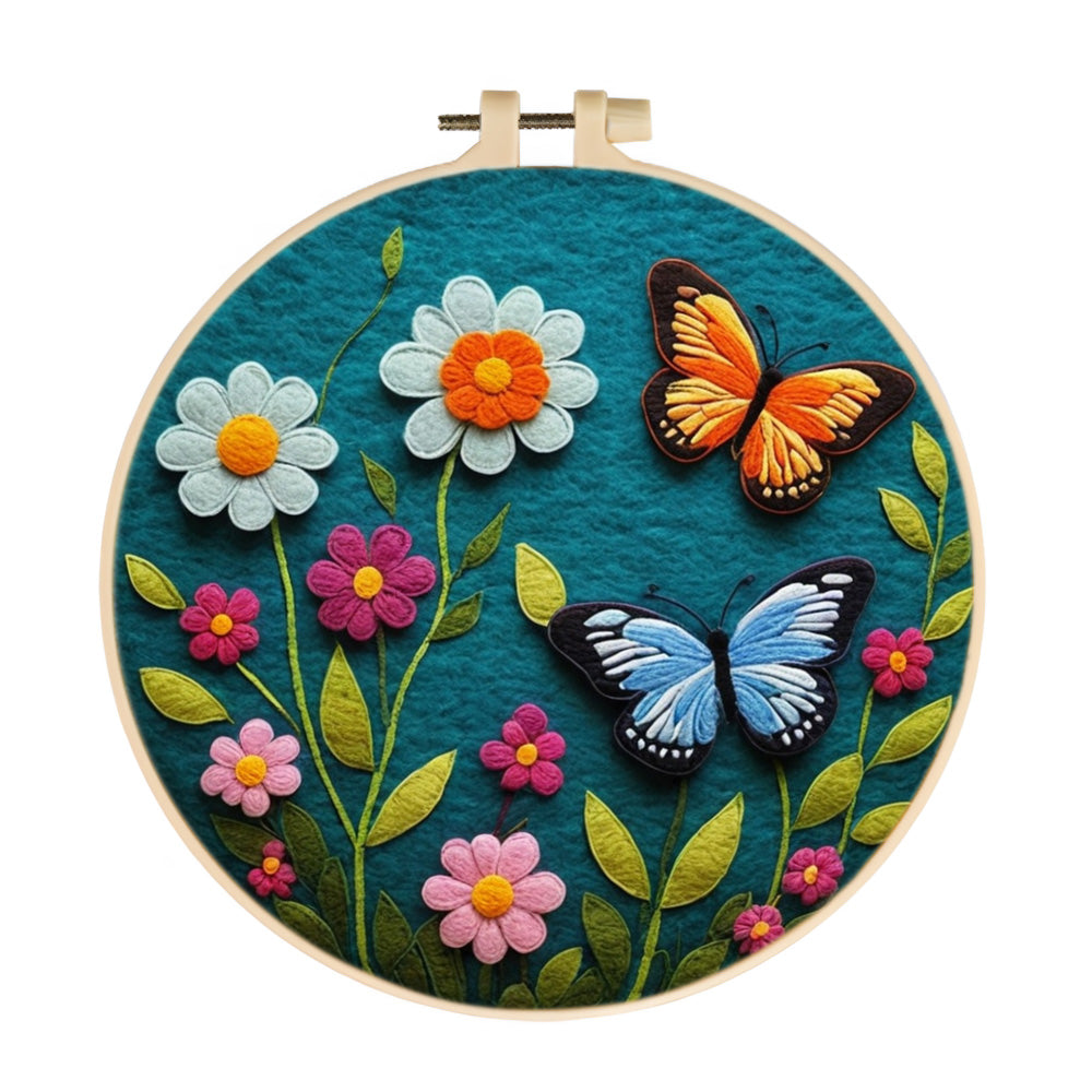 Butterflies and Wildflowers Wool Needle Felting Painting Kit