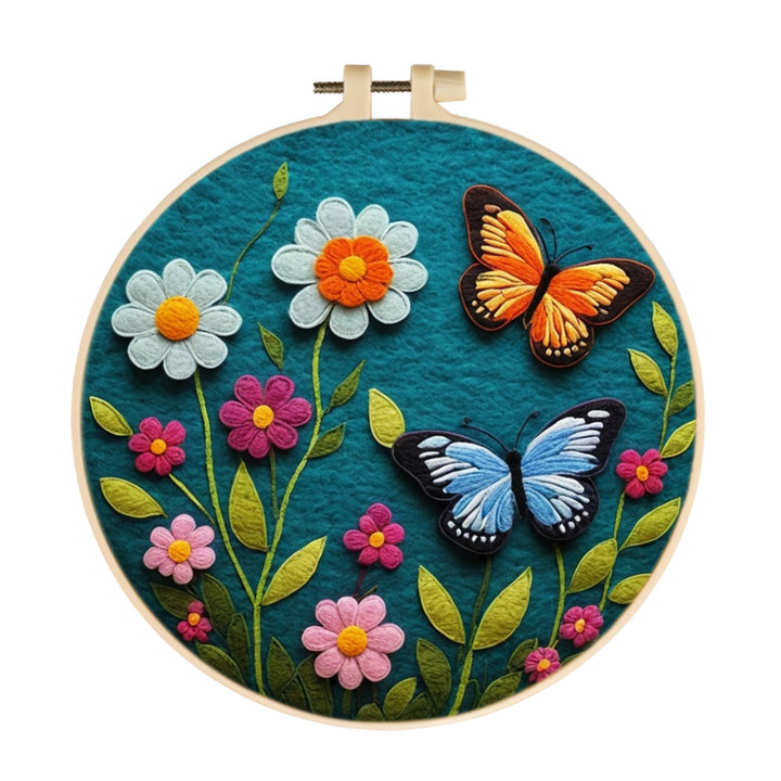 Butterflies and Wildflowers Wool Needle Felting Painting Kit