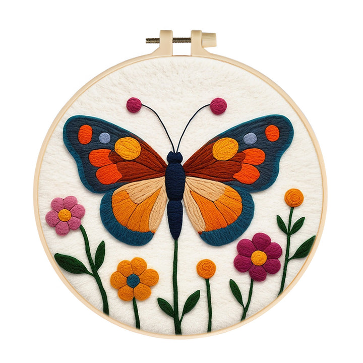 Butterfly on Flower Wool Needle Felting Painting Kit