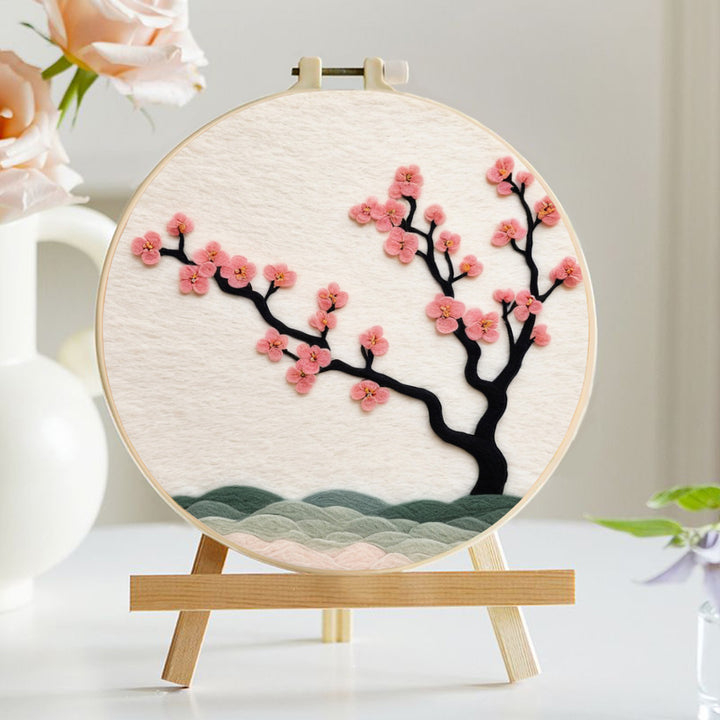 Pink Sakura Tree Wool Needle Felting Painting Kit