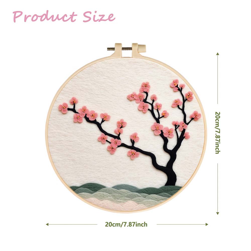 Pink Sakura Tree Wool Needle Felting Painting Kit