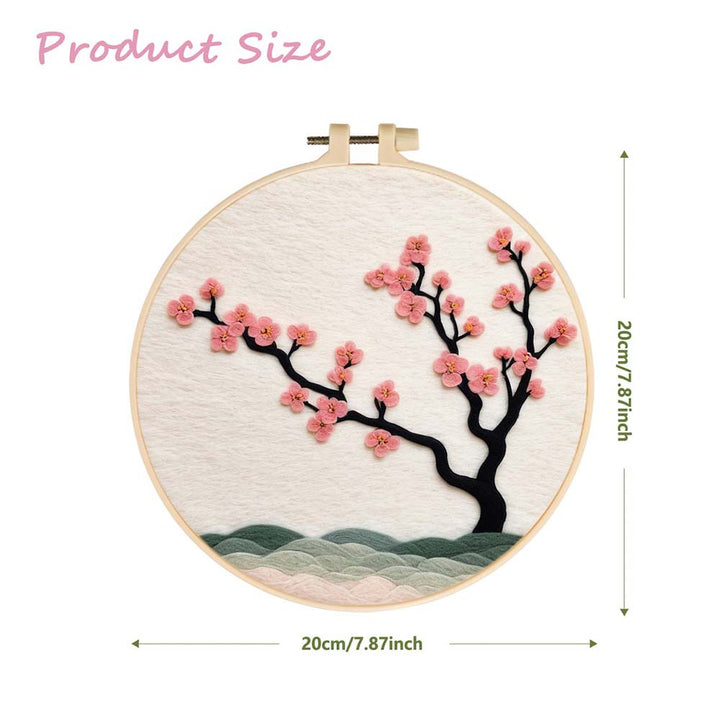 Pink Sakura Tree Wool Needle Felting Painting Kit