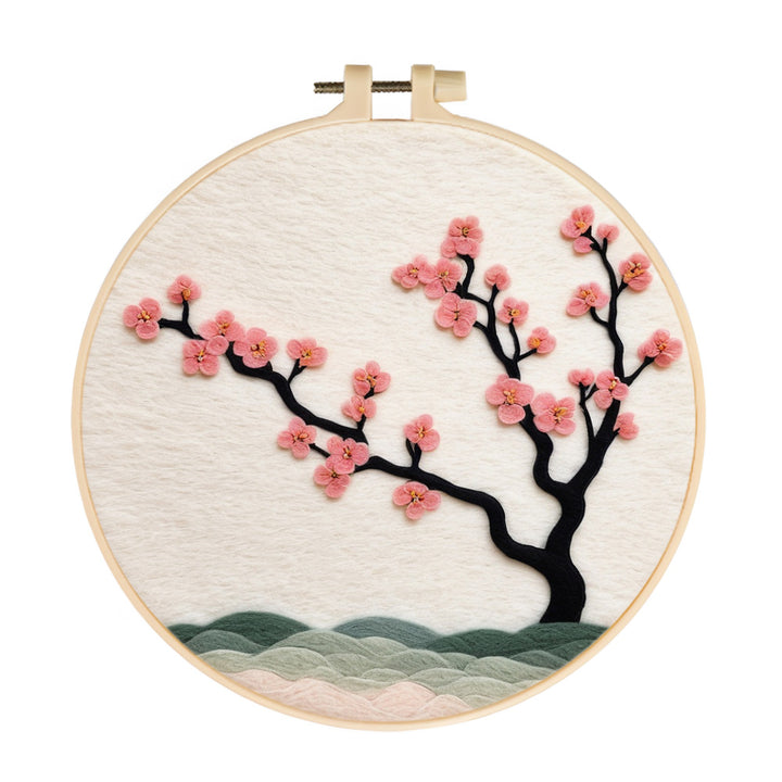 Pink Sakura Tree Wool Needle Felting Painting Kit