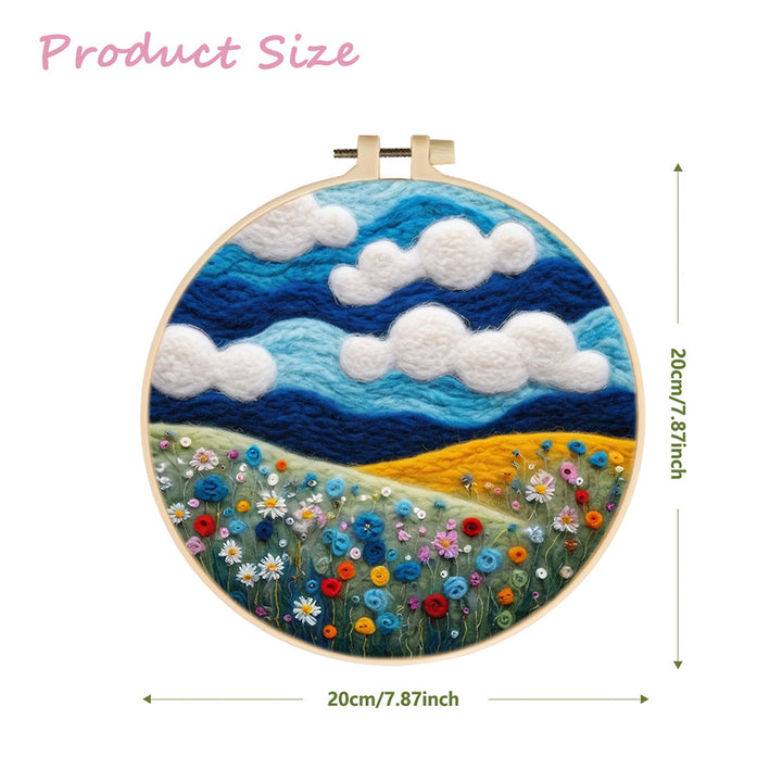 Wildflower Hillside under the Blue Sky Wool Needle Felting Painting Kit