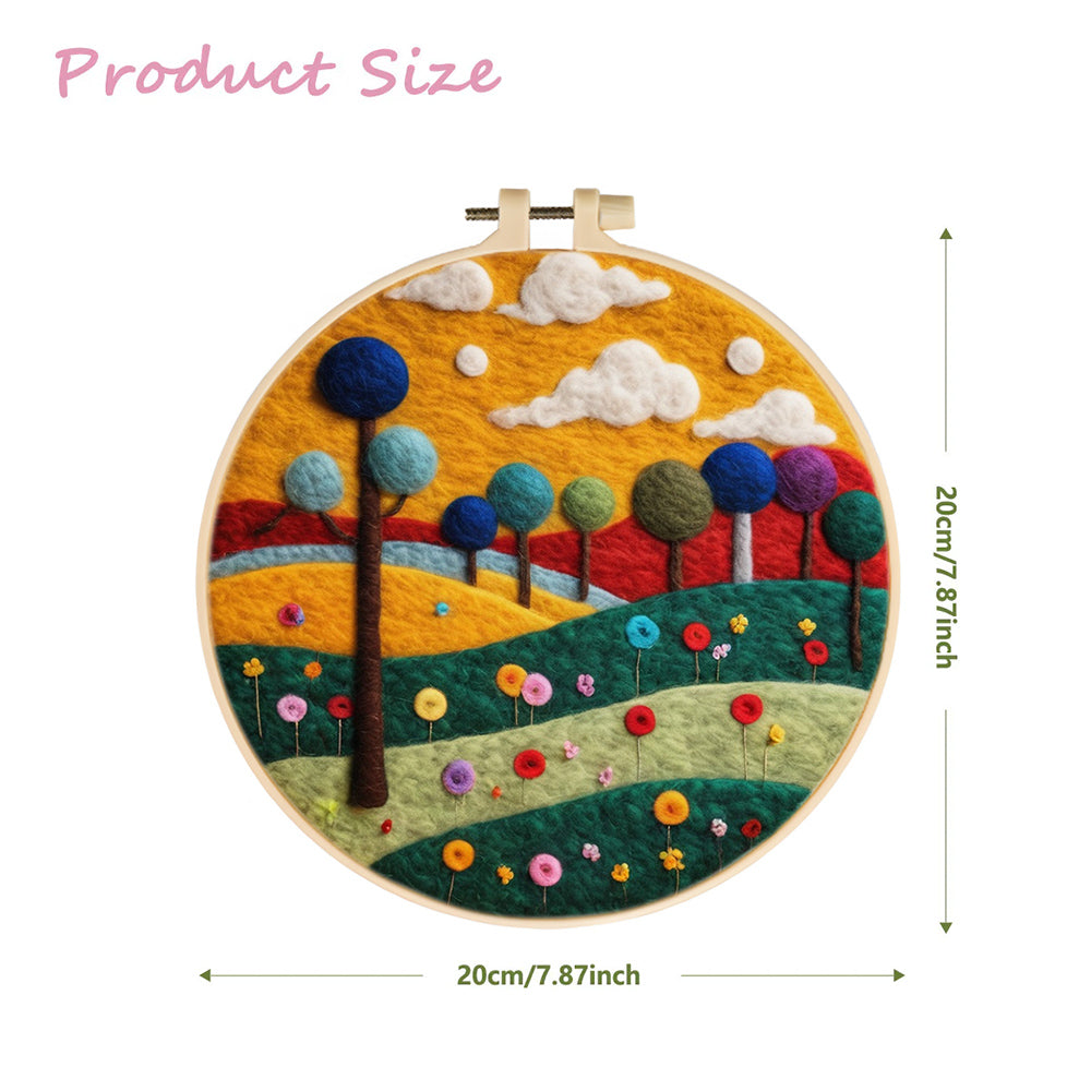 Flowers and Trees on the Autumn Hillside Wool Needle Felting Painting Kit