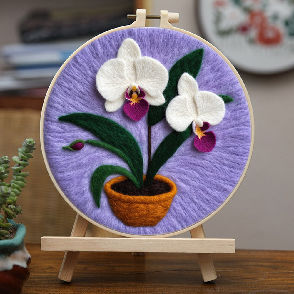 Potted Orchids Wool Needle Felting Painting Kit