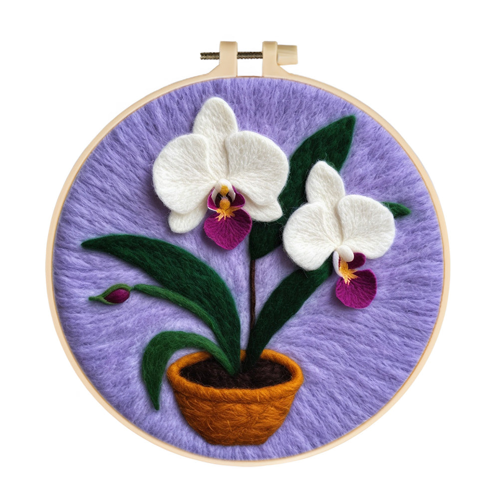 Potted Orchids Wool Needle Felting Painting Kit