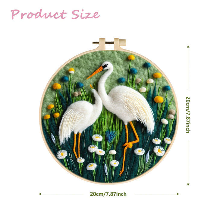 Paired Herons with Tall Grass Wool Needle Felting Painting Kit