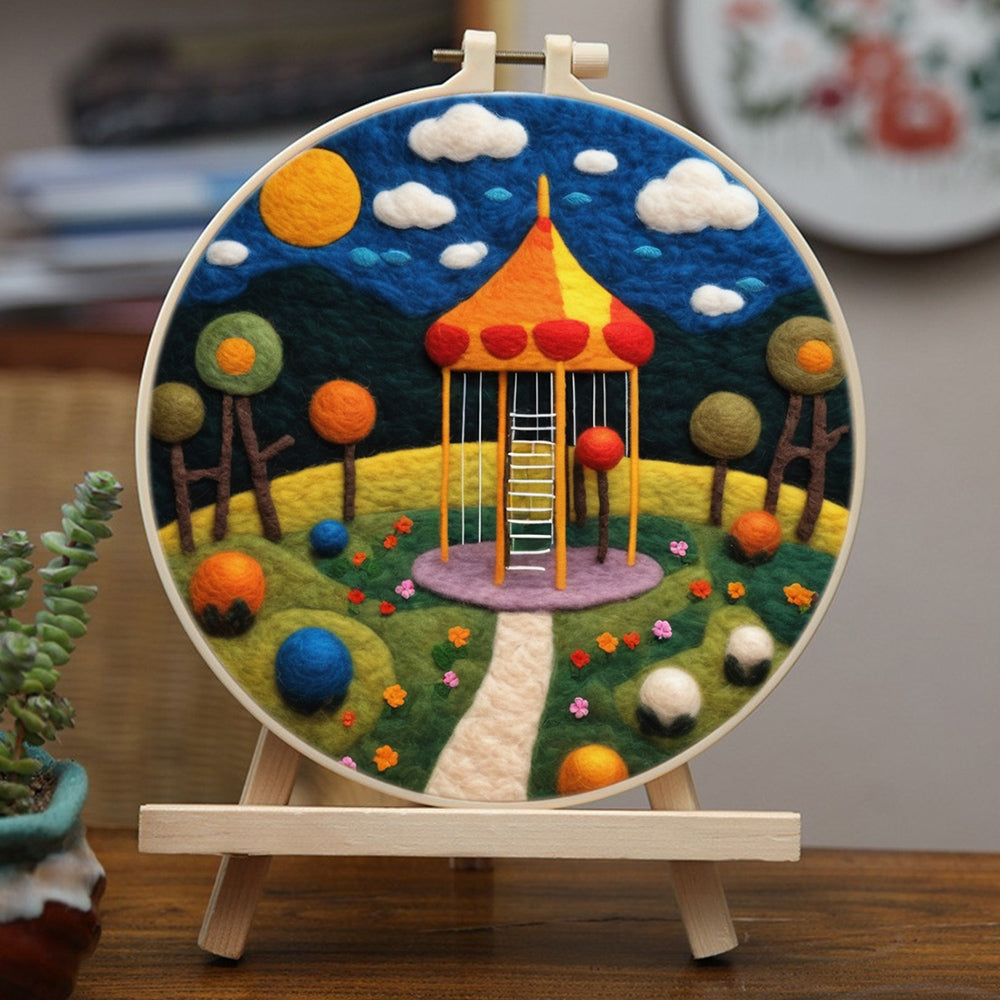 Climbing Rope Ladders in the Park Wool Needle Felting Painting Kit