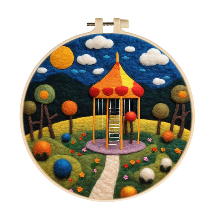 Climbing Rope Ladders in the Park Wool Needle Felting Painting Kit