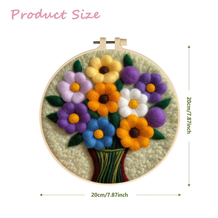 Six Colors of Flowers in the Vase Wool Needle Felting Painting Kit
