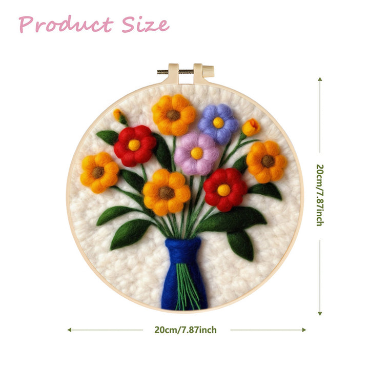 Colorful Flowers in the Vase Wool Needle Felting Painting Kit