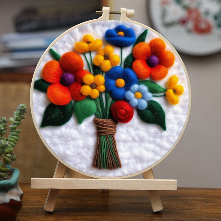 A Bunch of Colorful Flowers Wool Needle Felting Painting Kit